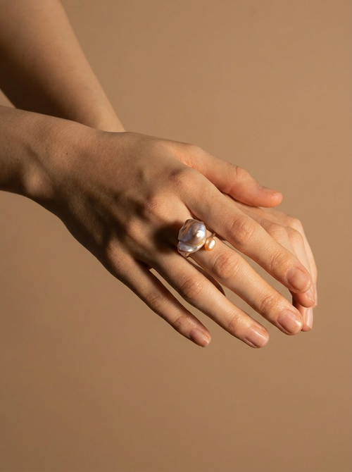 Dual Baroque Pearl Open Wrap Ring