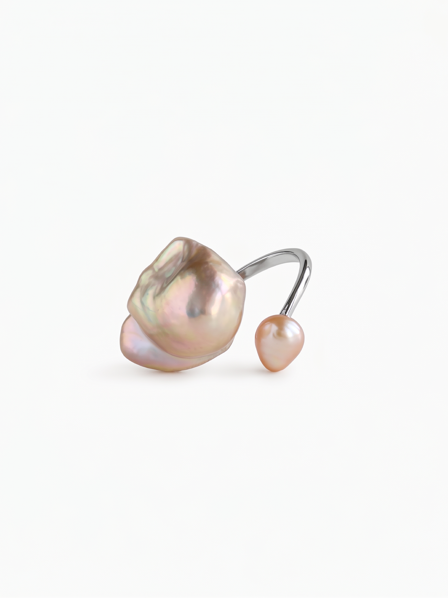 Dual Baroque Pearl Open Wrap Ring