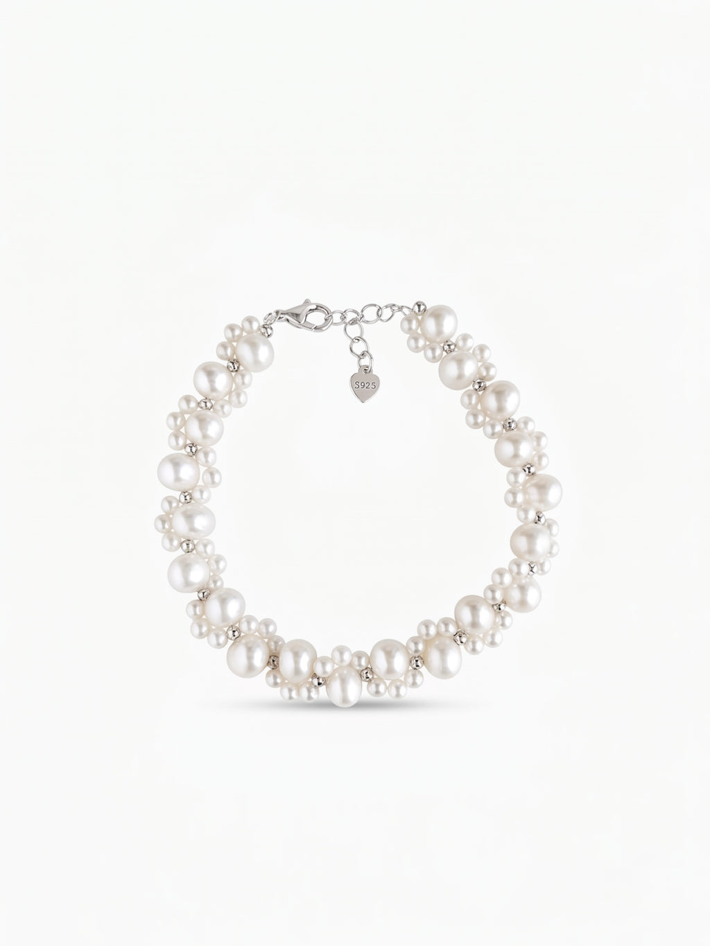 Handwoven Wave Freshwater Pearl Cluster Bracelet