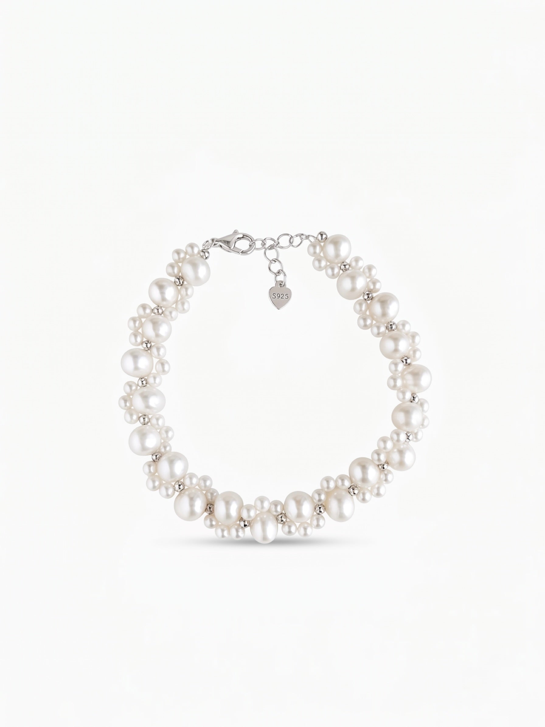 Handwoven Wave Freshwater Pearl Cluster Bracelet