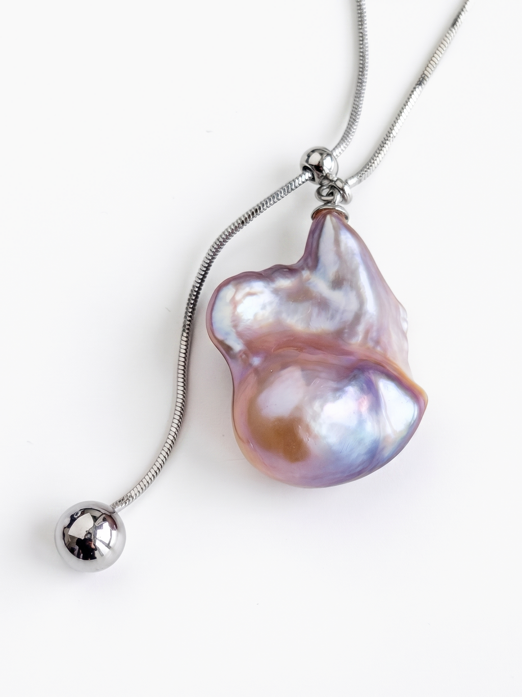 Purple Baroque Pearl Adjustable Long Necklace