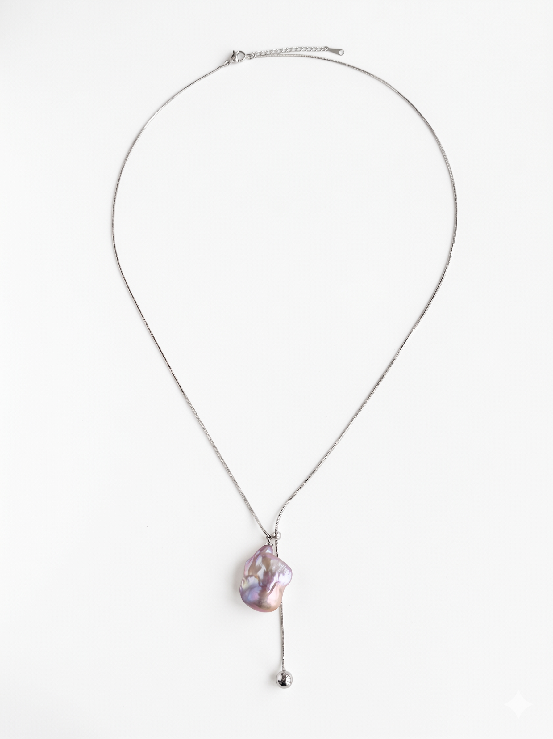 Purple Baroque Pearl Adjustable Long Necklace