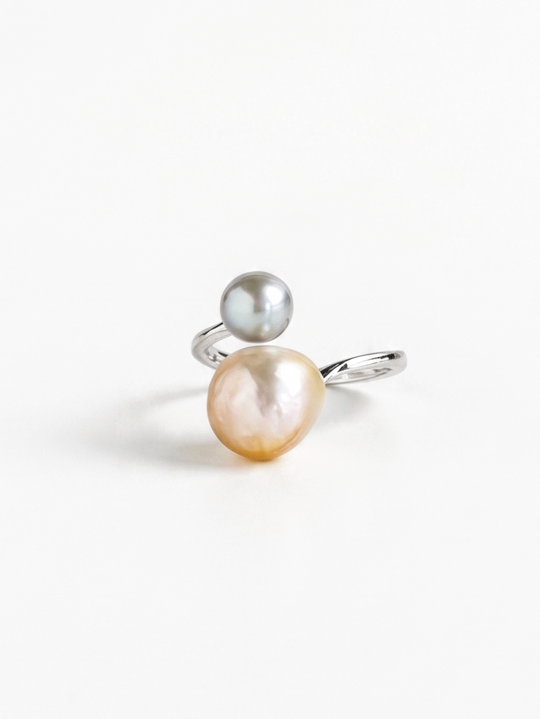 Dual Sea Pearl Open Wrap Ring