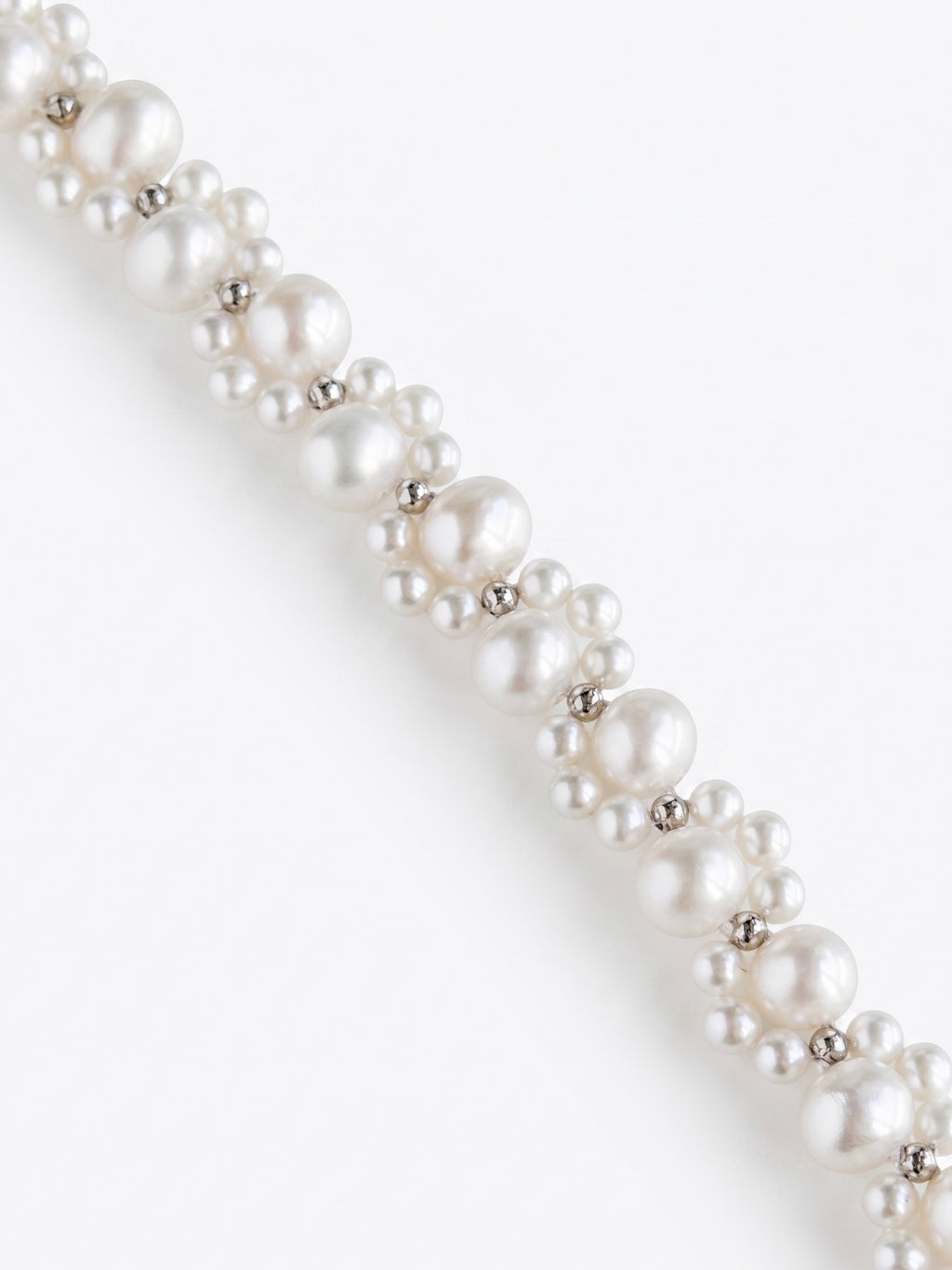 Handwoven Wave Freshwater Pearl Cluster Bracelet