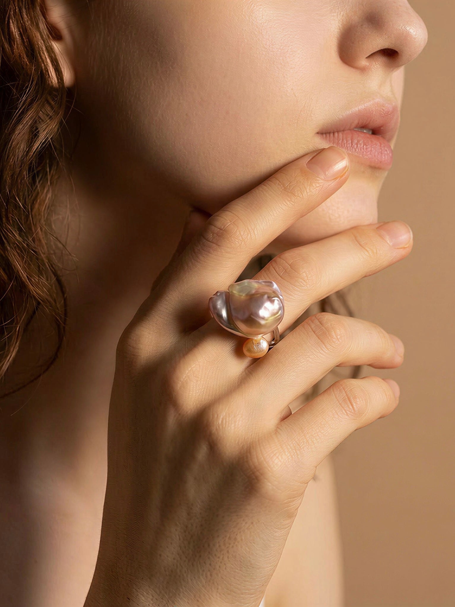 Dual Baroque Pearl Open Wrap Ring