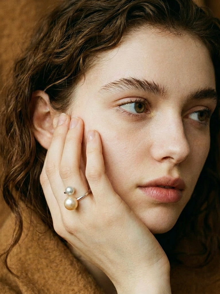 Dual Sea Pearl Open Wrap Ring