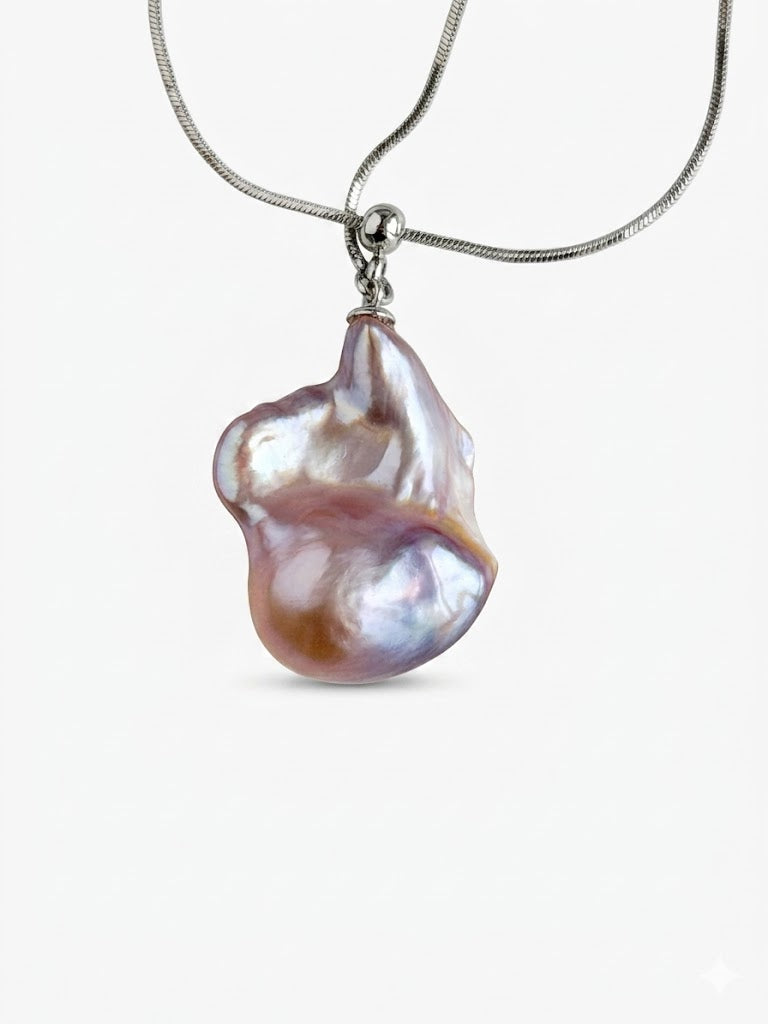 Purple Baroque Pearl Adjustable Long Necklace
